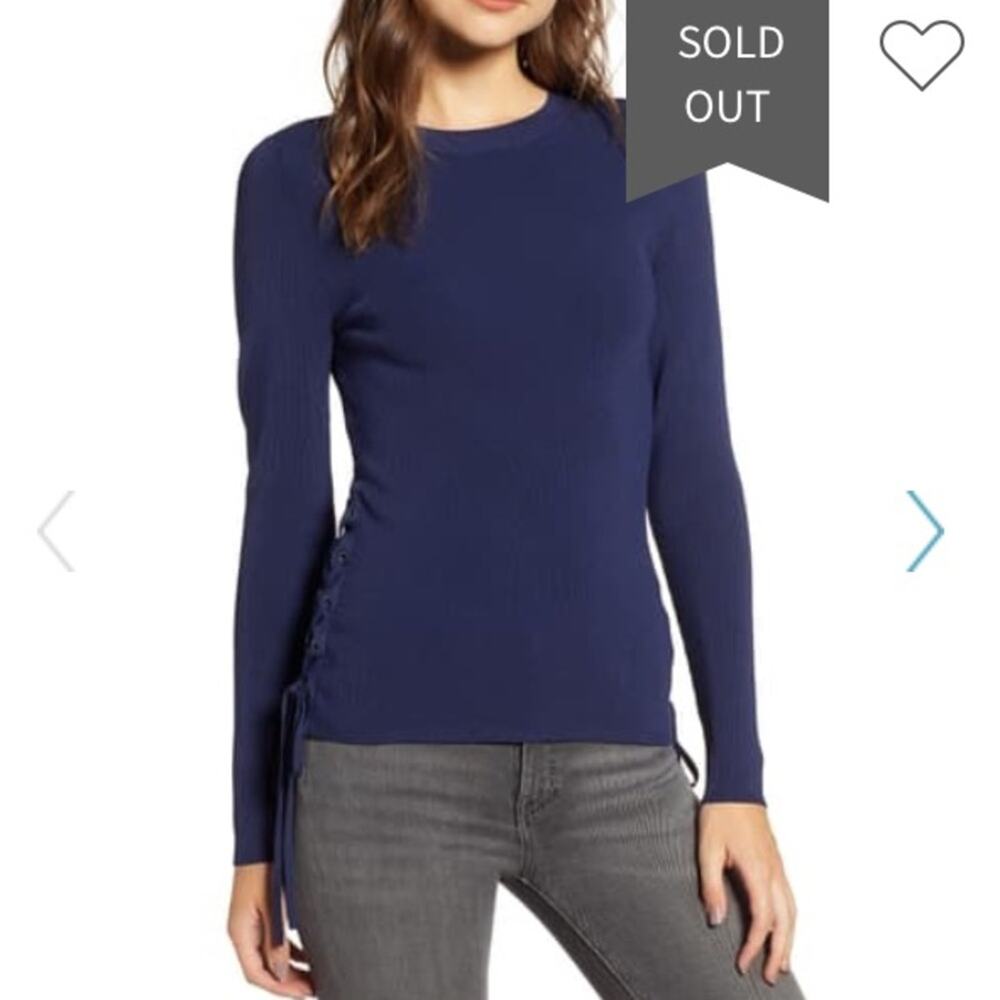 Chelsea28 Navy Blue Sweater Side Tie size Small